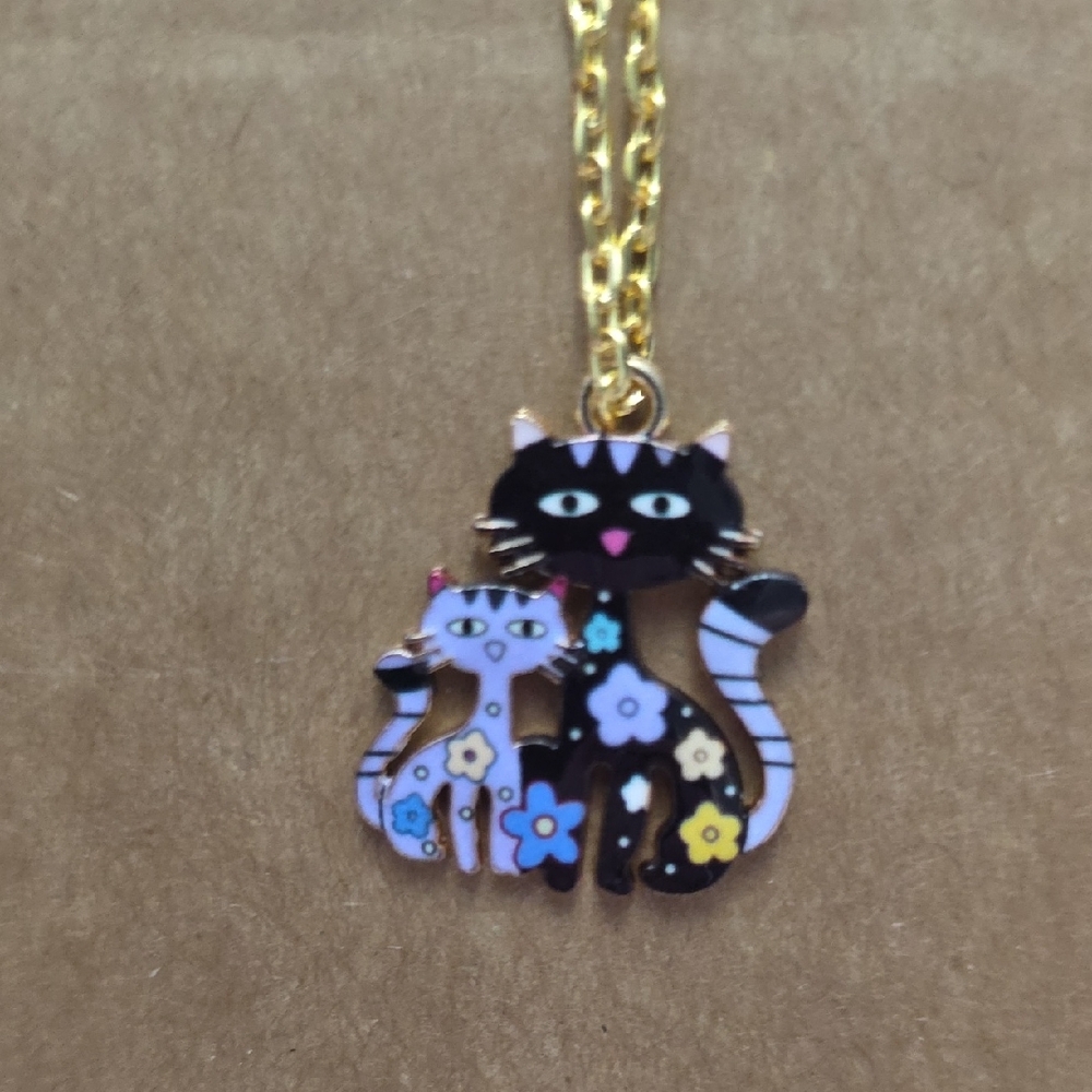 Colorful Cat Pendant Necklace